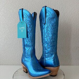 Lane SMOKESHOW Womens Cowboy Boots 6.5 Metallic Blue Leather Western Cowgirl